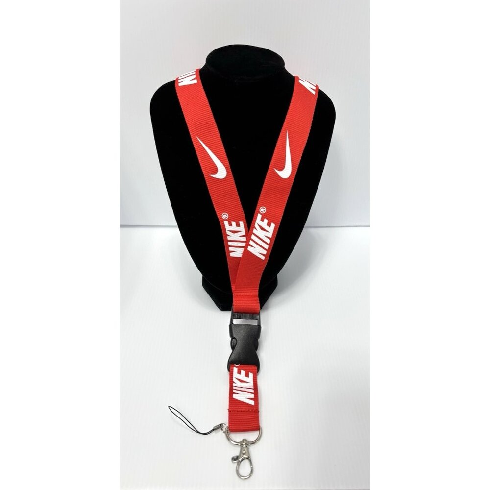 Nike Red And White Lanyard With Detachable Clasp For Keys ID Cards Brand New